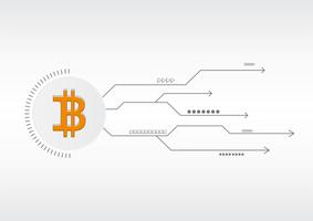 Technologie de blockchain de crypto monnaie abstraite bitcoin Illustration de fond vecteur