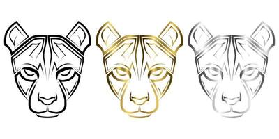 trois couleurs noir or et argent dessin au trait de tête de guépard bon usage pour symbole mascotte icône avatar tatouage t-shirt design logo ou tout design que vous voulez vecteur
