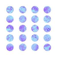 ensemble vectoriel de points aquarelles bleus