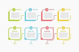 infographie d'entreprise, chronologie, étapes, processus, modèle d'entreprise vectoriel pour les présentations, illustration vectorielle, stratégie marketing