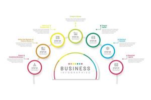 infographie d'entreprise, chronologie, étapes, processus, modèle d'entreprise vectoriel pour les présentations, illustration vectorielle, stratégie marketing