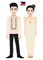 couple de personnages de dessins animés en vecteur de costume traditionnel philippin