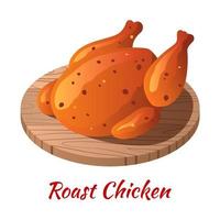 le poulet rôti est une nourriture délicieuse dans une icône de conception de dégradé de couleur vecteur