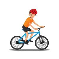design plat du personnage de dessin animé de l'homme fait du vélo vecteur