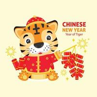 nouvel an chinois 2022, année du tigre. vecteur