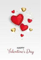 carte-cadeau de vacances saint valentin. coeur 3d rouge et rose. fond romantique