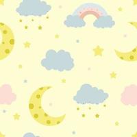 modèle d'enfants sans couture avec nuages, lune et étoiles. texture créative pour enfants pour tissu, emballage, textile vecteur