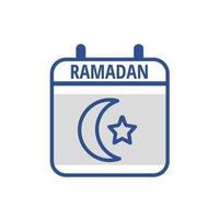 modèle d'icône de calendrier ramadan islamique simple. style de couleur linéaire vecteur