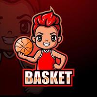 création de logo de mascotte de joueur de basket-ball garçon vecteur