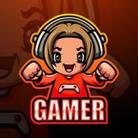 création de logo de mascotte esport gamer girl vecteur