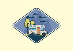 illustration plate de camping-car dessin au trait vecteur