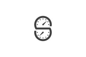 logo élégant et moderne de la lettre s combiné avec un compteur de vitesse ou un élément d'horloge, concept de design unique vecteur