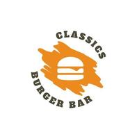 classique en bois burger bar logo concept illustration vectorielle vecteur