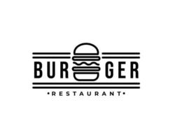 burger restaurant monoline logo concept illustration vectorielle vecteur