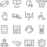 jeu d'icônes de football américain isolé sur fond blanc de la collection de football américain. jeu d'icônes de football américain symbole de football américain tendance et moderne pour le logo, le web, l'application, l'interface utilisateur. vecteur