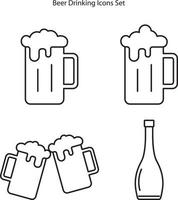 ensemble d'icônes de chope de bière isolé sur fond blanc. icône de chope de bière contour de ligne mince symbole linéaire de chope de bière pour le logo, le web, l'application, l'interface utilisateur. signe simple d'icône de chope de bière. vecteur