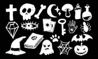 ensemble d'illustrations d'éléments pour la décoration d'halloween. vecteur