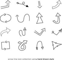 collection d'icônes de ligne de flèche en utilisant un style dessiné à la main vecteur