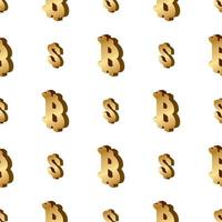 bitcoin et icône dollar modèle sans couture image vectorielle métallique vecteur