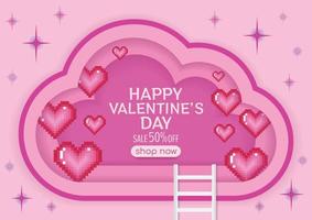 nuage rose et coeurs happy valentines day vector background