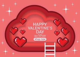 nuage rouge et coeurs happy valentines day vector