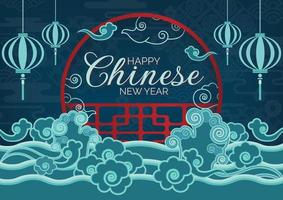 vecteur d'art de fond oriental pour la bannière du nouvel an chinois