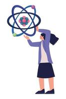 femme scientifique avec atome vecteur