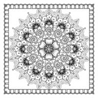 motif circulaire en forme de mandala pour henné, mehndi, tatouage, décoration. ornement décoratif dans un style oriental ethnique. page de livre de coloriage. vecteur