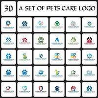 un ensemble de logos de soins pour animaux de compagnie, un ensemble de logos vétérinaires vecteur