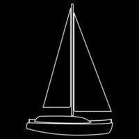 icône de contour blanc yacht vecteur