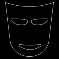 icône de contour blanc masque de théâtre vecteur