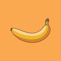 banane vecteur icône illustration style plat sur fond orange pour le web, la page de destination, la bannière, l'autocollant, les publicités, la publicité, le dépliant