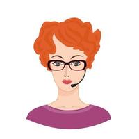 avatar. icône de visage. profil social féminin de la femme d'affaires. portrait de femme. service d'assistance. centre d'appel vecteur