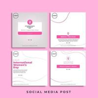modèle de publication minimaliste sur les médias sociaux de la journée internationale de la femme vecteur