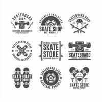 collection de logos de conception de magasin de planche à roulettes vecteur