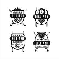 collections de logos de conception de tournoi de billard vecteur