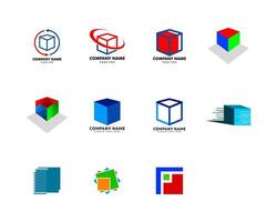 ensemble d'éléments de conception de logo d'illustration vectorielle d'icône de cube vecteur