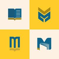 logo de lettre m pour la librairie, l'éditeur ou les communautés de lecture et d'écriture vecteur