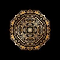 mandala d'or de luxe sur fond noir. motif vintage ethnique. vecteur