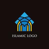 logo islamique moderne élégant bleu-jaune vecteur