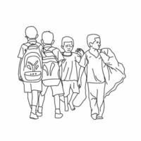 illustration lineart de l'inégalité scolaire vecteur