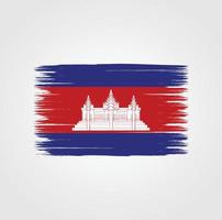 drapeau du cambodge avec style pinceau vecteur