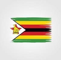 drapeau du zimbabwe avec style pinceau vecteur