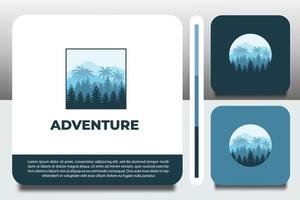 modèle de conception de logo, avec paysage et icône de montagne, avec conception de carte de visite vecteur