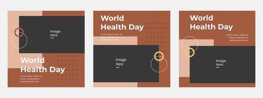 définir le modèle de médias sociaux de la journée mondiale de la santé de la bannière de publication. mise en page vectorielle. promotion de la campagne vecteur