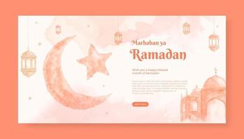 modèle de bannière aquarelle ramadan kareem vecteur
