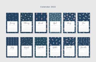 beau modèle de calendrier avec motif floral sans soudure vecteur