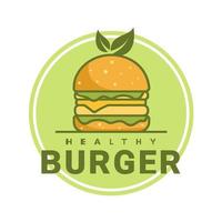 modèle de logo de burger sain, adapté au logo du restaurant et du café vecteur