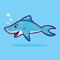 illustration de vecteur de dessin animé mignon requin. notion d'animal marin