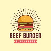 modèle de logo de hamburger, adapté au logo du restaurant et du café vecteur